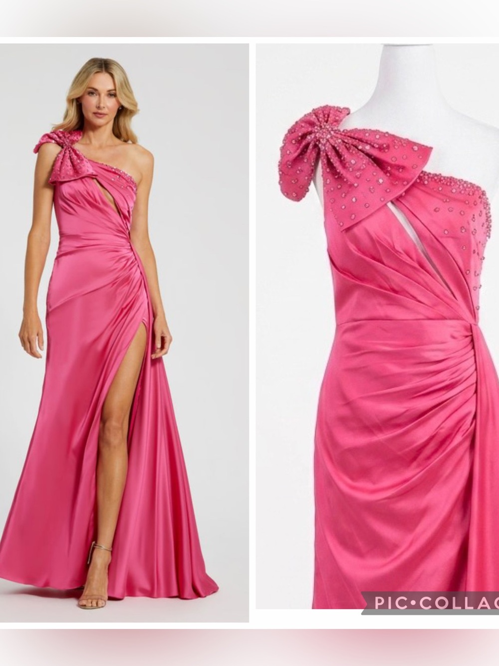 NWT MAC DUGGAL 11788 Pink Satin one shoulder Gown size 4